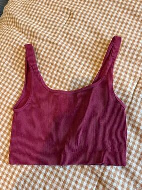 Cotton On Ribbed Scoop Crop Tank - Plum